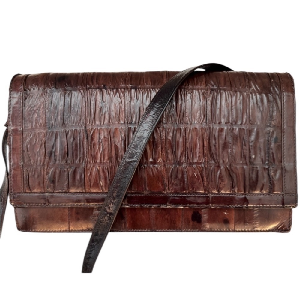 Vintage BIC Star Eel Brown Animal Texture Women’s Crossbody Purse 10.5 x 6.5